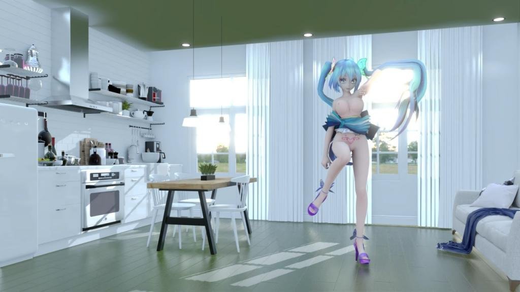 MMD23 初音未来淫荡制服诱惑 双马尾骑乘位爆操到潮吹