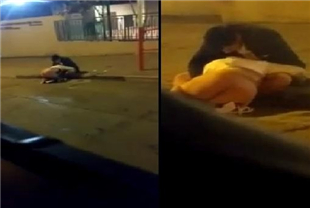 小情侣慾火难耐在马路边就上演活春宫