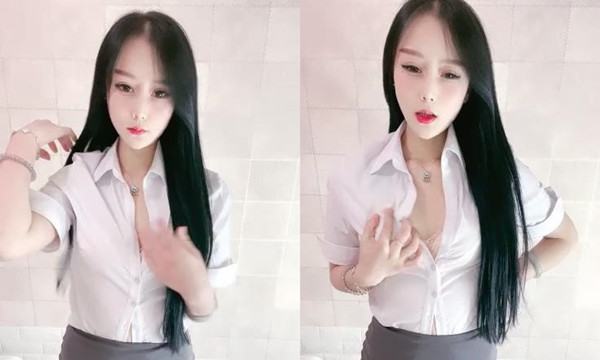 长发及腰网红女神衬衣包臀裙OL风