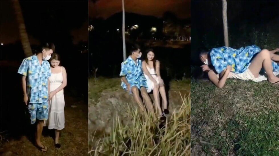 guochan沈樵性爱剧情新作-相恋情侣晚上约会河边野战