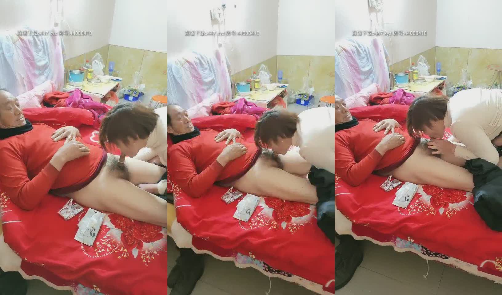 大爷人老心不老被小嫂子主播拉到出租房一起玩3P